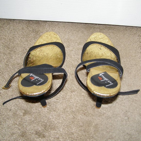 New In Box Sexy Suede Black & Gold Luichiny Heels size 8 - Picture 7 of 15